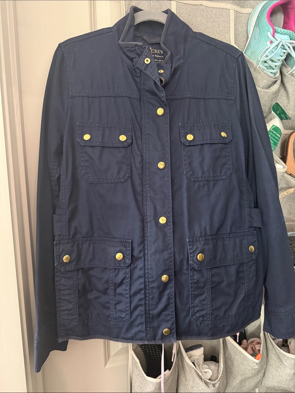 J. Crew Navy Utility Jacket with Gold Buttons
